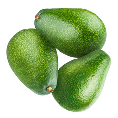 Close-up of delicious avocados, isolated on white background