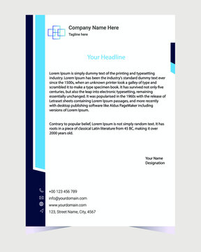 Corporate simple design business letterhead. Creative and modern letterhead with print ready vector template. illustrator template with mockup.