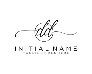 Initial D D handwriting logo vector. Hand lettering for designs