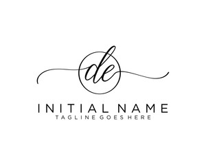 Initial D E handwriting logo vector. Hand lettering for designs
