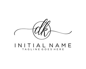 Initial D K handwriting logo vector. Hand lettering for designs