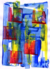 Abstract Painting of Red, Blue, and Yellow 