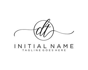 Initial D T handwriting logo vector. Hand lettering for designs