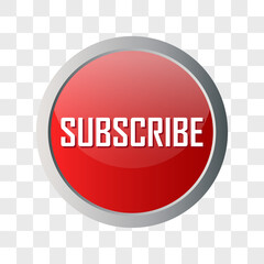 subscribe now button for social media or business concept on transparent background. vector illustration