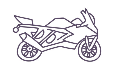 Fototapeta na wymiar Hand drawn motorcycle. Cute doodle on white background.