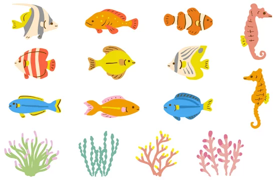 熱帯魚と海藻 イラストセット Stock Vector Adobe Stock