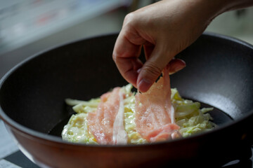 お好み焼きを作る過程