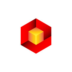 isometric hexagon with 3D cube. Abstract. Vector eps.10