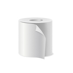 White toilet paper roll, vector icon.