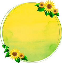 シンプルなひまわりのリースのイラスト リボン付き Wall Mural Chromame