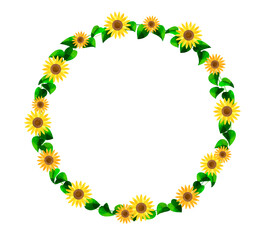 シンプルなひまわりのリースのイラスト