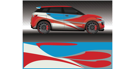Fototapeta premium Car livery wrap decal, rally race style vector illustration abstract background