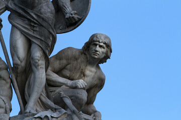 Detail of the marble group "La Forza" by Augusto Rivalta. Altar of the Fatherland in Rome