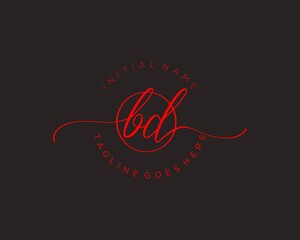 Initial B D handwriting logo vector. Hand lettering for designs