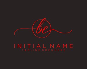 Initial B E handwriting logo vector. Hand lettering for designs