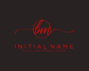 Initial B M handwriting logo vector. Hand lettering for designs