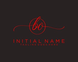 Initial B O handwriting logo vector. Hand lettering for designs