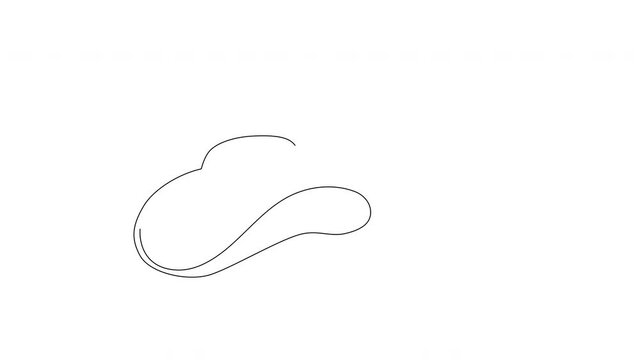 Self drawing animation of cowboy hat. Copy space. White background.