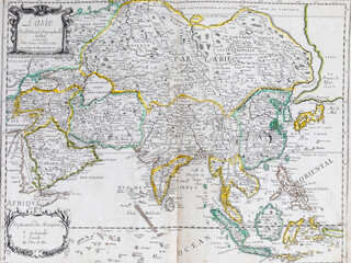 Old map of Asia - From an 1656 Atlas of Geography from P. du Val - France (Private collection)