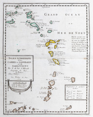 Old map of  Esastern Caribbean - From an 1656 Atlas of Geography from P. du Val - France (Private...
