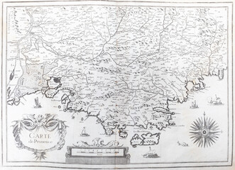 Old map of Provence (Southern France) - From an 1656 Atlas of Geography from P. du Val - France...