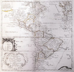 Fototapeta na wymiar Old map of The Americas (The New World) - From an 1656 Atlas of Geography from P. du Val - France (Private collection)