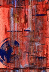 Abstract Painting of Blue and Red