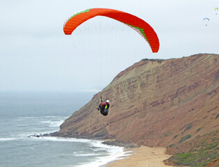 Paraglider flying at Gralha, Portugal
