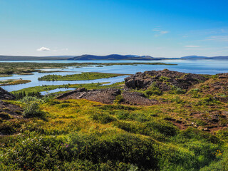 Thingvellir-Nationalpark auf Island mit blick auf den Lake Thingvallavatn