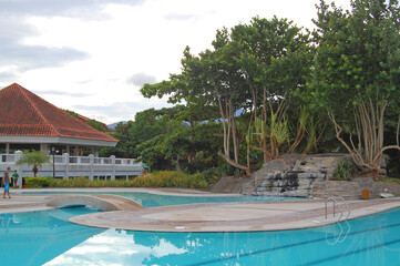 Conference hall facade and swimming pool at Mount Malarayat in Lipa, Batangas, Philippines