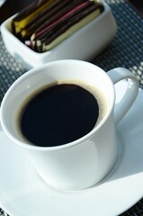 Fototapeta na wymiar morning breakfast with a cup of coffee
