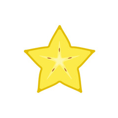 Carambola  in cut star fruit flat design