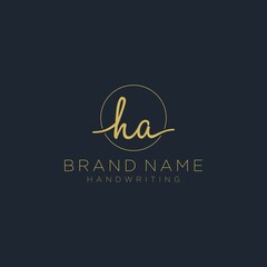 Initial H A handwriting logo vector. Hand lettering for designs