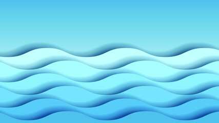 Abstract Paper Cut Sea Ocean Wave Water On Blue Background Vector Design