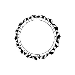 Round frame for decoration. Drawn Bohemian style frame. Hand drawn boho frames isolated on white background.