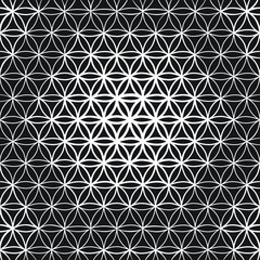 Black and white seamless geometric pattern, ornamental screen print texture, halftone design template