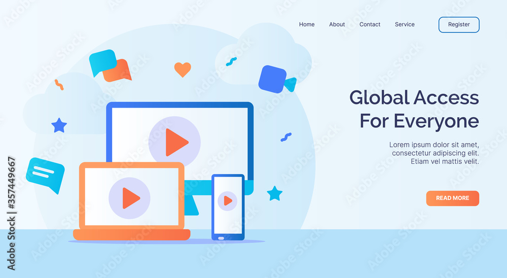 Poster global access for everyone for campaign web website home homepage landing page template with filled 