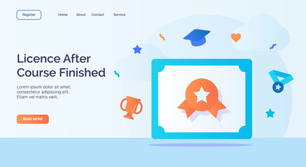 Landing after course finished for campaign web website home homepage landing page template with filled color modern flat style design.