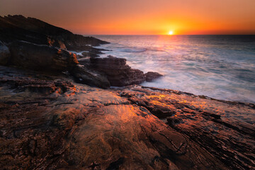 Sunset in the basque coast under Jaizkibel mountain in Hondarribia, Basque Country.	
