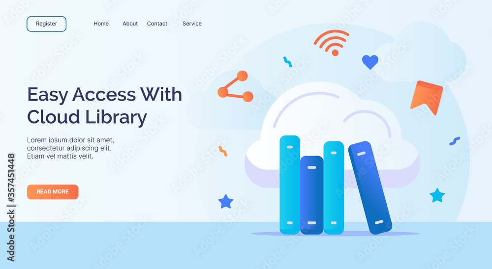Aufkleber easy access with cloud library for campaign web website home homepage landing page template with fil