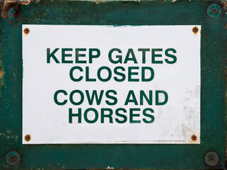 Keep Gates Closed sign, United Kingdom