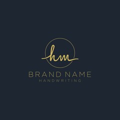 Initial H M handwriting logo vector. Hand lettering for designs