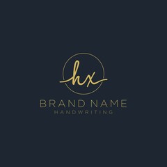 Initial H X handwriting logo vector. Hand lettering for designs
