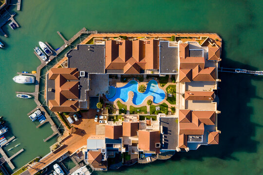Aerial view of Harbour Island near Gordon's Bay, South africa