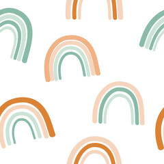 Seamless pattern colorful stylized rainbow brown and green pastel colors vector illustration