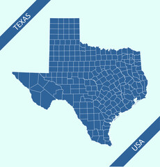 Counties map of Texas USA