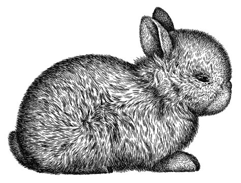 black and white engrave isolated rabbit illustration