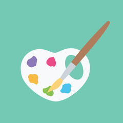 Obraz na płótnie Canvas paintbrush isolated Color or art Palette vector simple clean modern with with oil or water colors. colorful paints drawing cartoon flat design style icon art for artist. 