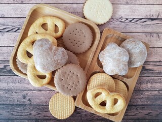 Fototapeta na wymiar Cookies and Gingerbread Cookies for Breakfast