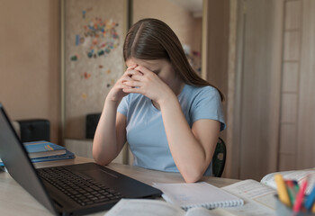 Teenager girl, upset sad, problem is not understanding denial, poor mark in exam, a difficult task...